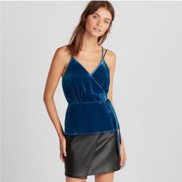 Express Blue Velvet Crush Wrap Cami - Picture 1 of 6